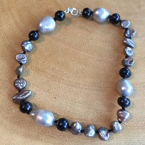 Black and Gray Freshwater Irregular Pearl Bracelet